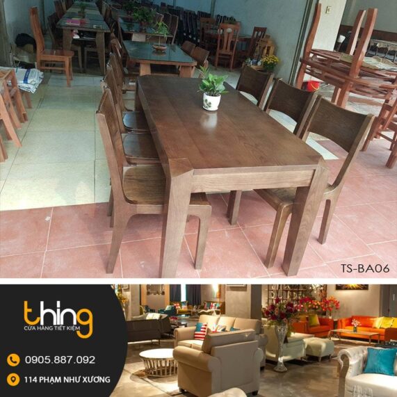 Bộ bàn ăn gỗ Sồi chân vuông