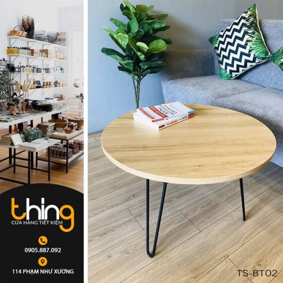 bàn trà mặt tròn chân sắt
