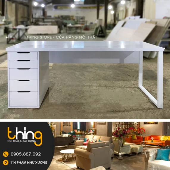 bàn ikea 1 tủ màu trắng